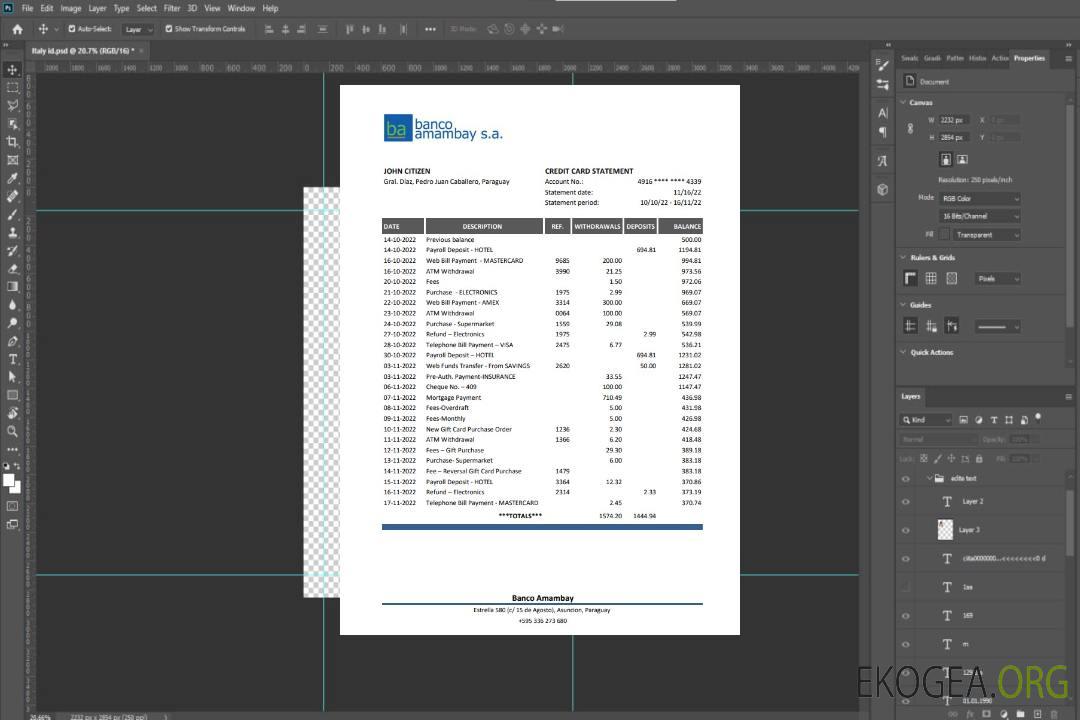 Relevé bancaire Paraguay Banco Amambay XLS template